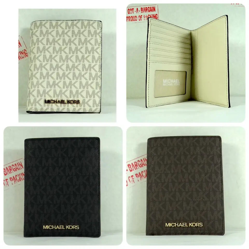 Pre-owned MICHAEL KORS PVC/CANVAS COATED Small Leather Goods Jet Set Travel Passport holder wallet cardcase.
