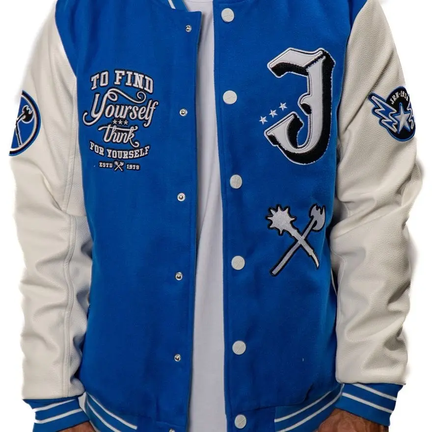 Juren Letterman Varsity Jacket with Patches and Embroidery for Men