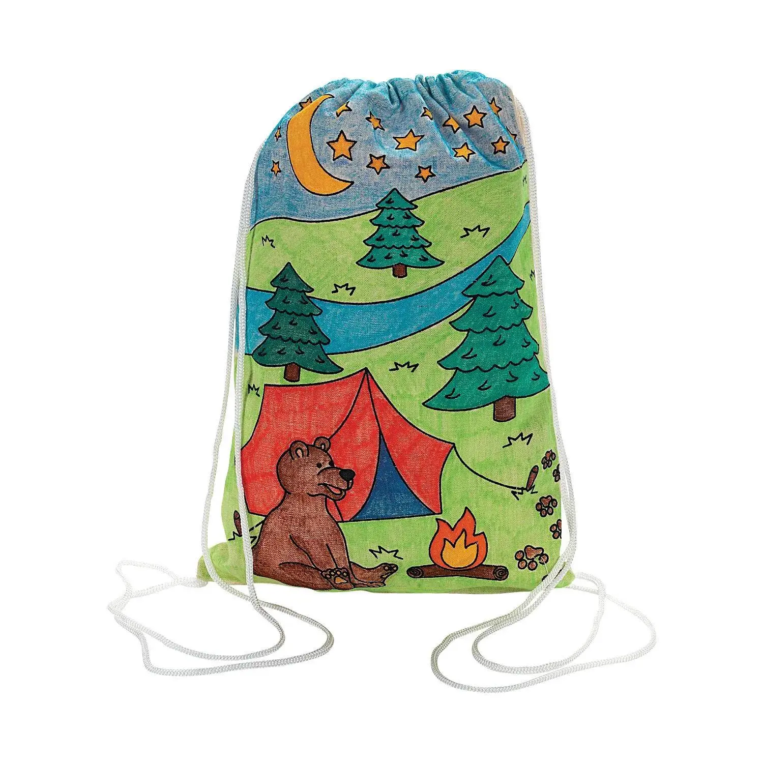 10" x 15 1/2" Color Your Own Medium Camp Canvas Drawstring Bags - 12 Pc.