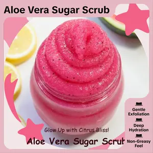 CitrisSan Watermelon Lemonade Foaming Organic Aloe Vera Sugar Scrub Exfoliating Moisturizing Body Polish for Radiant Skin - Gentle Exfoliation & Deep Hydration
