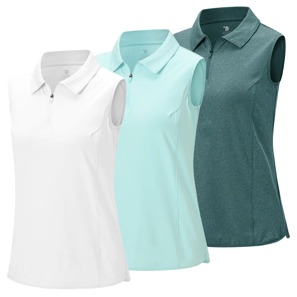 1/3 PACK YSENTO Women's UPF 50+ Quick Dry Zip Sleeveless Polo Shirt Quick Dry Tops Daily Wear Sportswear