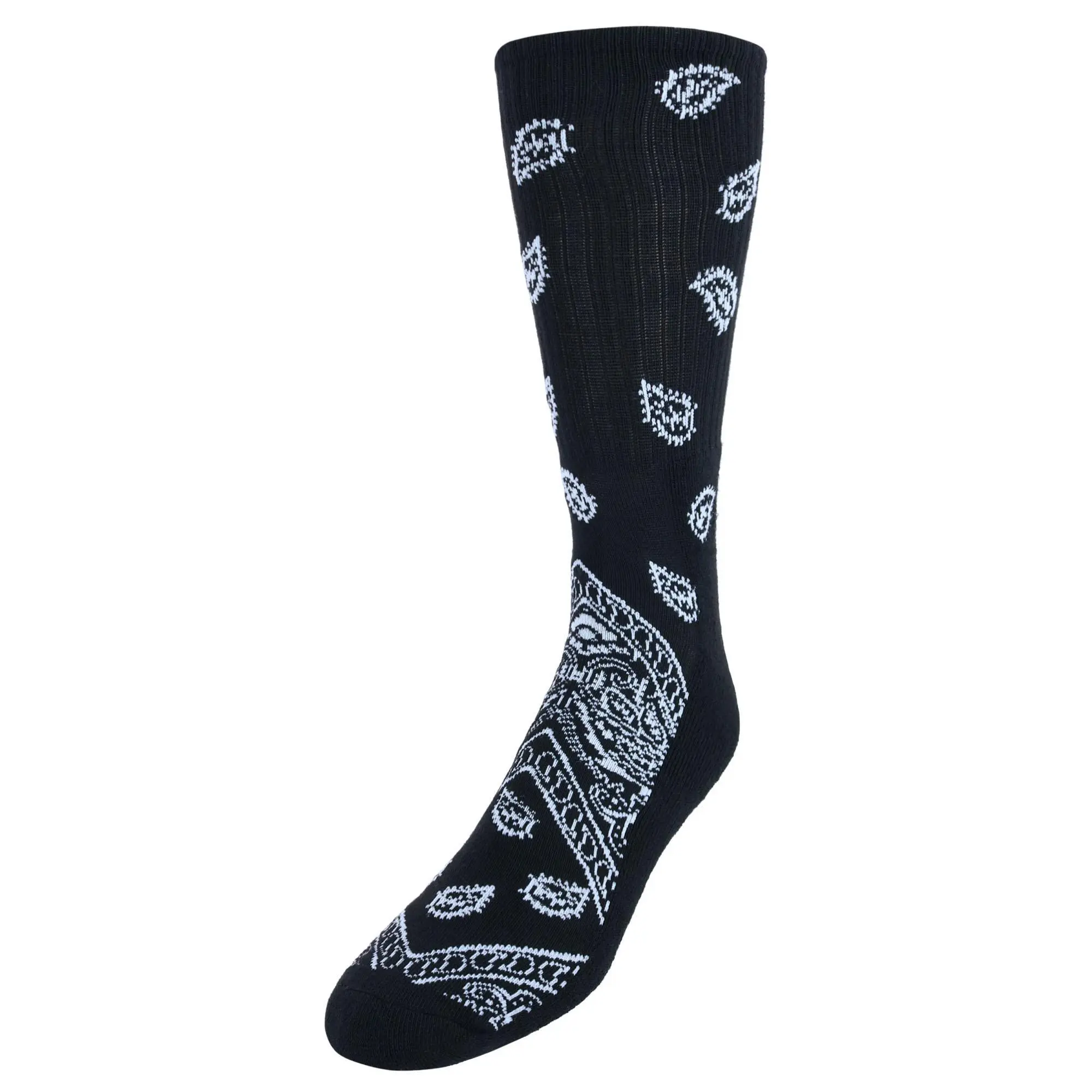 CTM Men's Bandana-Print Spandex Stretch Socks (1 Pair) - Menswear Biker Uncle Casual Day Novelty Socks for Dress Shoes