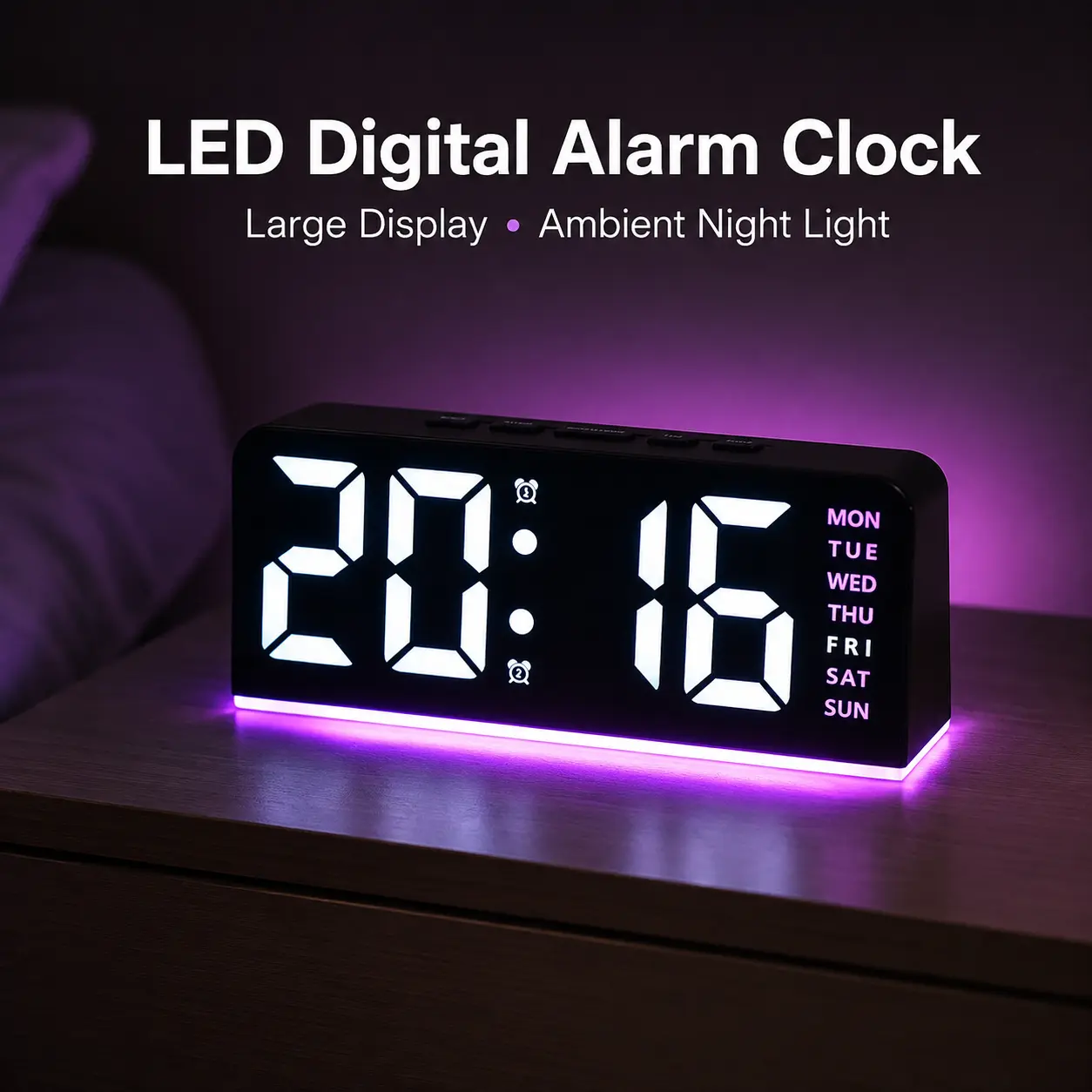Modern LED Digital Clock - USB/3 AAA Battery Powered, Date & Temp Display, Digital Alarm, Multifunctional Desktop Clock, Decorative for Living Room, Home Decor Lights Compatible