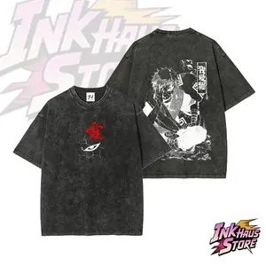 Gaara -Naruto Anime Double Printed--Short Sleeve Cotton Unisex Retro wash Tee
