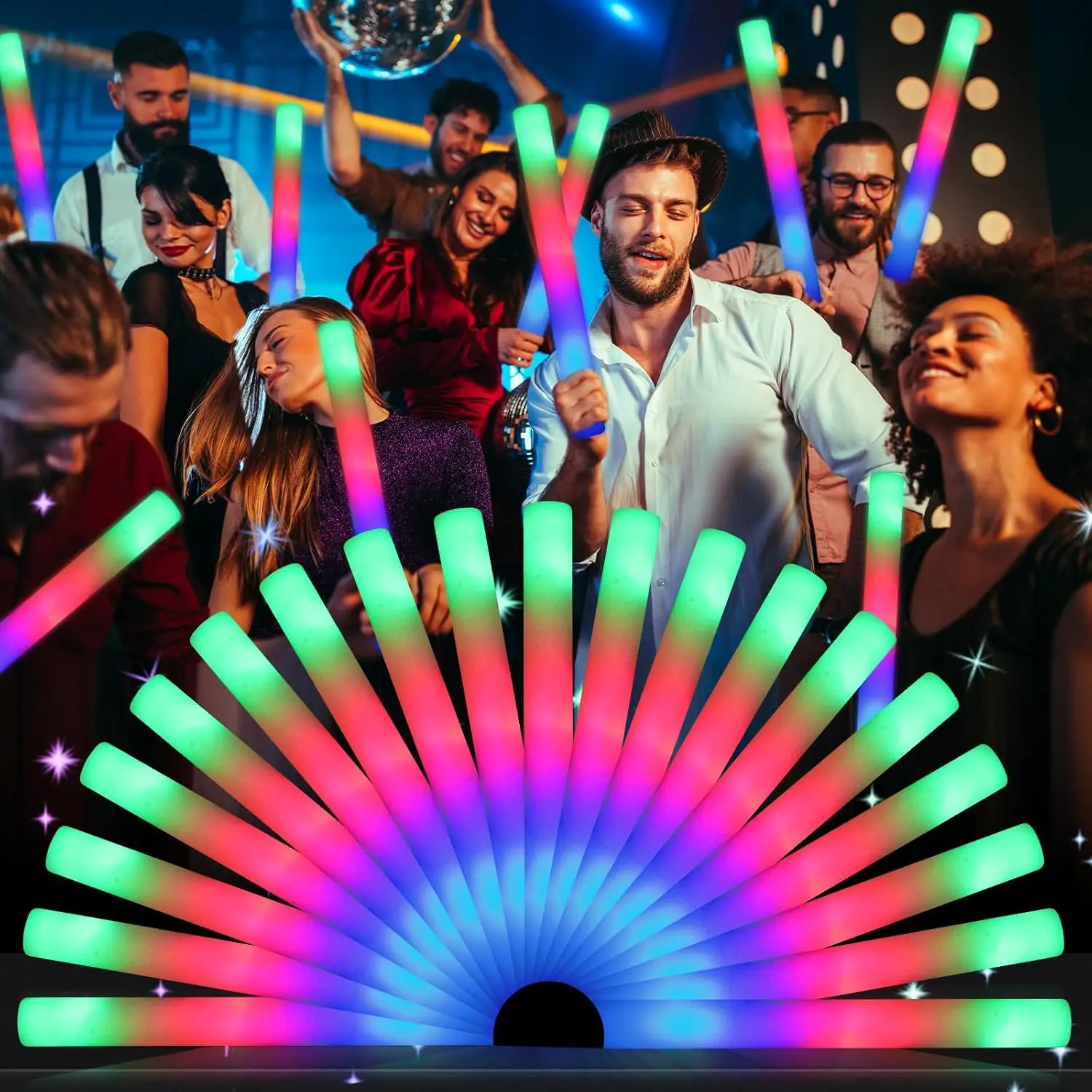 81 Pack Foam Glow Sticks, Bulk LED Foam Sticks, Foam Light Up Sticks with 3 Mode Colorful Flashing, Glow Party Supplies, Glow Sticks Bulk Party Pack for Wedding, Birthday, Concert, Halloween