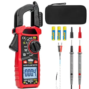 Digital Clamp Meter Multimeter with D-Shaped Jaw for AC/DC Current & , Auto-ranging 4000 Counts  Tester with Flashlight Backlight, Measuring Temperature Continuity Diode NCV