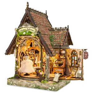 Romantic Miniature Dream Dress Studio Book Nook DIY Wood Puzzle Kit - Vintage 3D Wooden Set with LED Light, Openable Side Door, 400 Pieces, 14-16 Hours Build Time, Sentimental Wedding/Anniversary Gift for Adults, Newlyweds