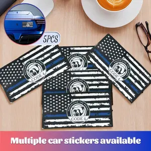 5 pieces "Thin Blue Line Decal: Code 4—A Badge Upheld by Every Heartbeat" High Adhesive Stickers