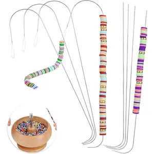 4Pcs Big Eye Stainless Bead Spinner Needles for Bracelet Necklace Jewelry Making