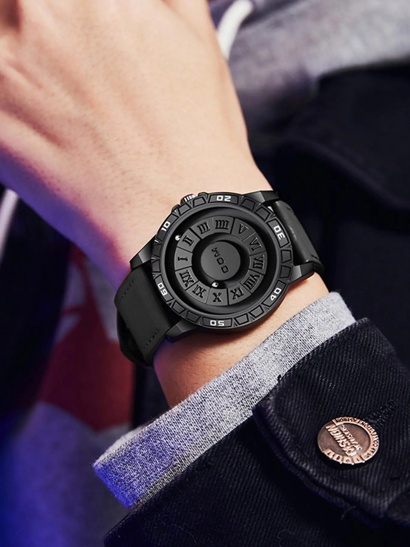 Men's Street Style Fashion Round Dial Roman Numerals Magnetic Quartz Watch, Casual Trendy Magnetic Watch, Casual Trendy Wristwatch, Fashion Accessories for Daily Wear, Casual Analog Watch, Alloy Quartz Watch