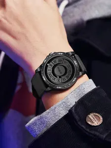 Men's Street Style Fashion Round Dial Roman Numerals Magnetic Quartz Watch, Casual Trendy Magnetic Watch, Casual Trendy Wristwatch, Fashion Accessories for Daily Wear