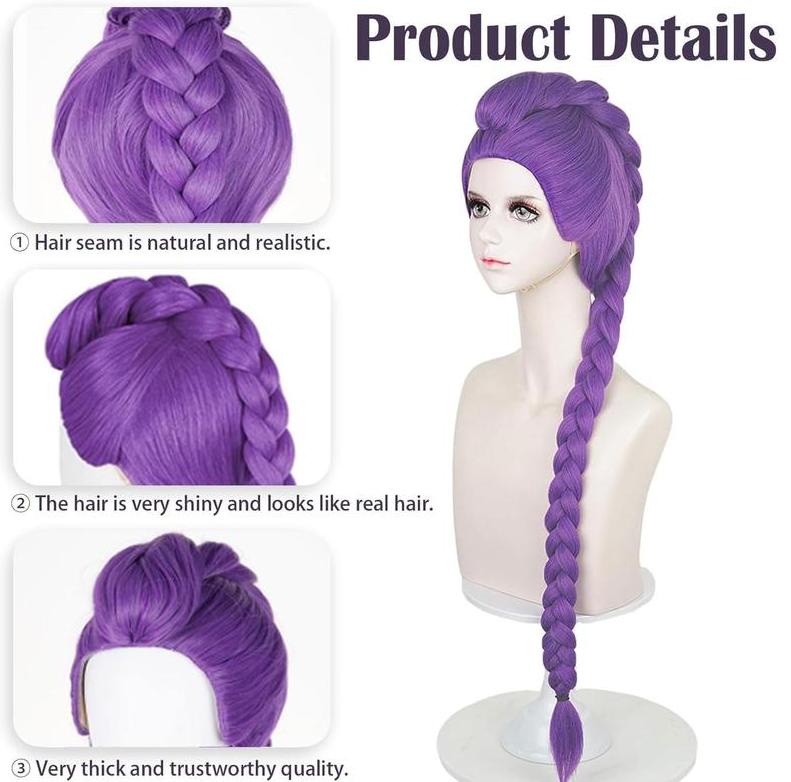 K-Pop Costume Kids Demon Cosplay For Girls Womens Hunter Purple Braid Wigs Rumi Costume Hair Zoey Wig Mira Wig Pop Singer Hair Halloween Cosplay Props