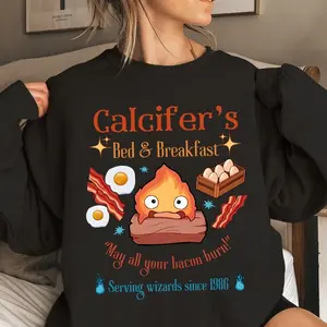 Studio Ghibli Calcifer Sweatshirt T-Shirt, May All Your Bacon Burn, A heart's A Heavy Burden, Ghibli Studio Shirt, Howls Moving Castle Shirt, Calcifer Sweatshirt, Ghibli Calcifer Shirt, Hayao Miyazaki, Anime Lover Sweater