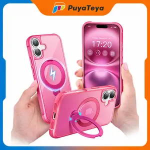 PuyaTeya Aluminium Cellphone Casing - 360° Spin Invisible Stand, All-Around Protection, Magnetic Wireless Military-Grade Shockproof MagSafe Cover for iPhone 17/16/15 Pro/Pro Max Outdoor Accessories