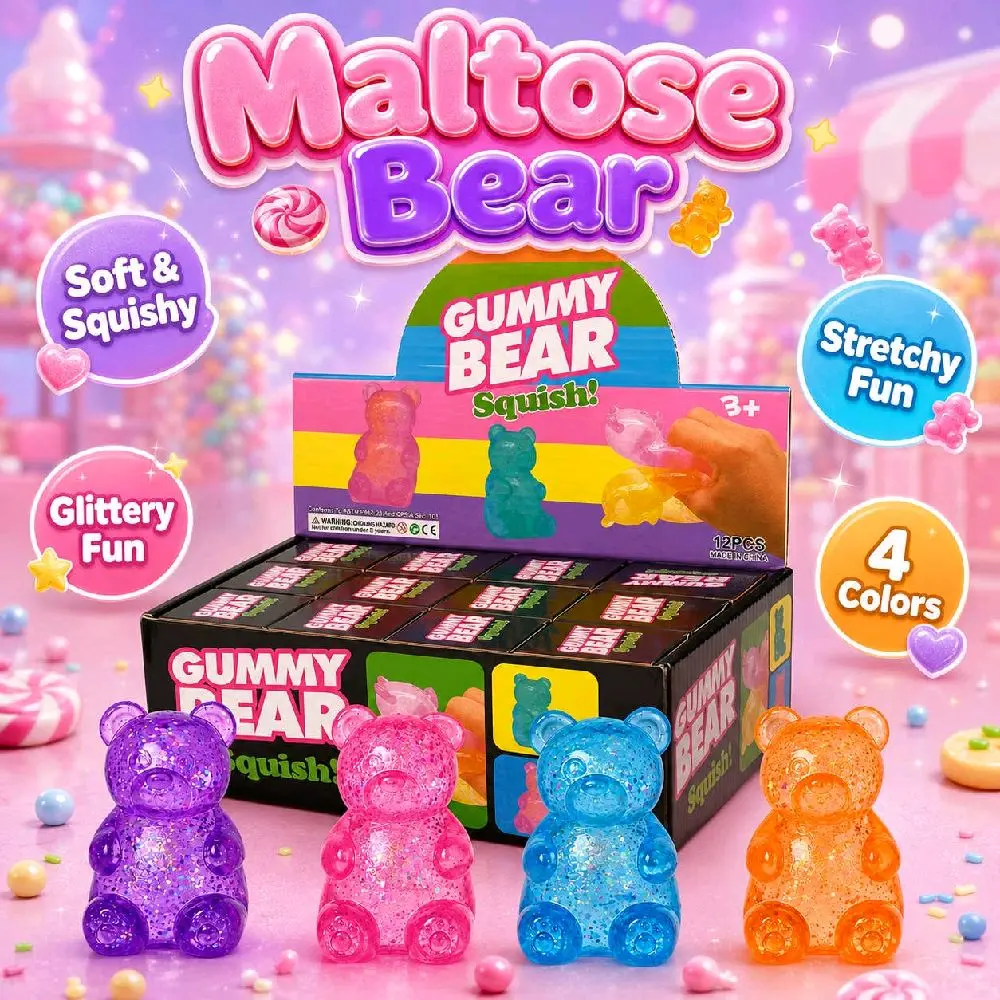Maltose Squishy - jelly filled Glitter Gummy Bears squeeze