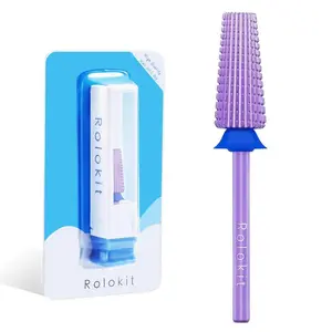 5 in 1 Nail Drill Bit, 3/32'' Professional Carbide Tungsten Drill Bit Nail Tech, Two Way Rotate Cuticle Gel Remover Drill Bit for Manicure Pedicure Acrylic Nail Poshling (Purple, Medium-M)