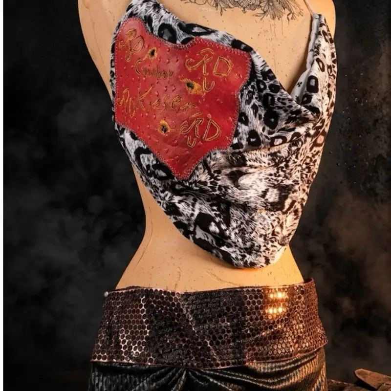 The Blackwater Renegade - Leopard Print Top with Red Heart Design and Sequin Waistband