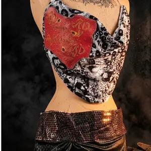 The Blackwater Renegade - Leopard Print Top with Red Heart Design and Sequin Waistband