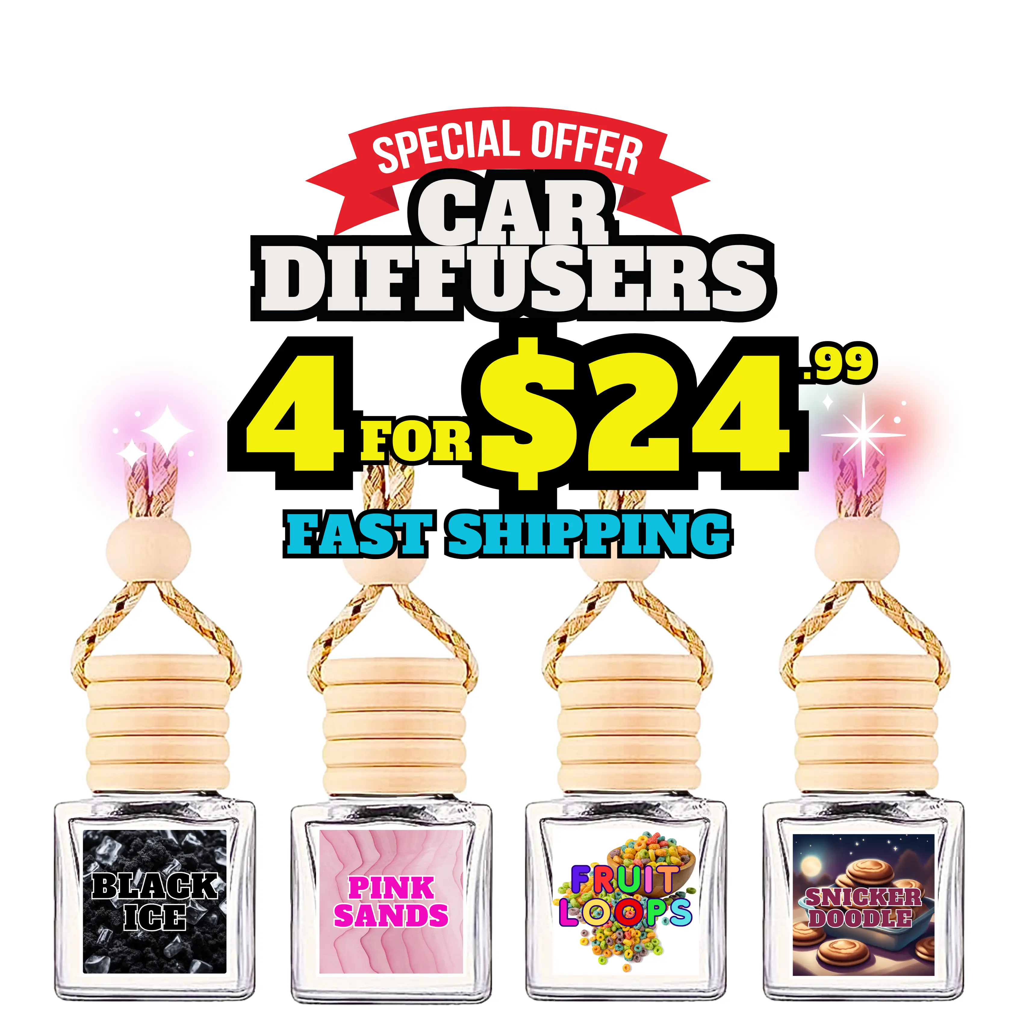 Dreamers Collection (4 Pack), Hanging Car Diffusers, Air Fresheners