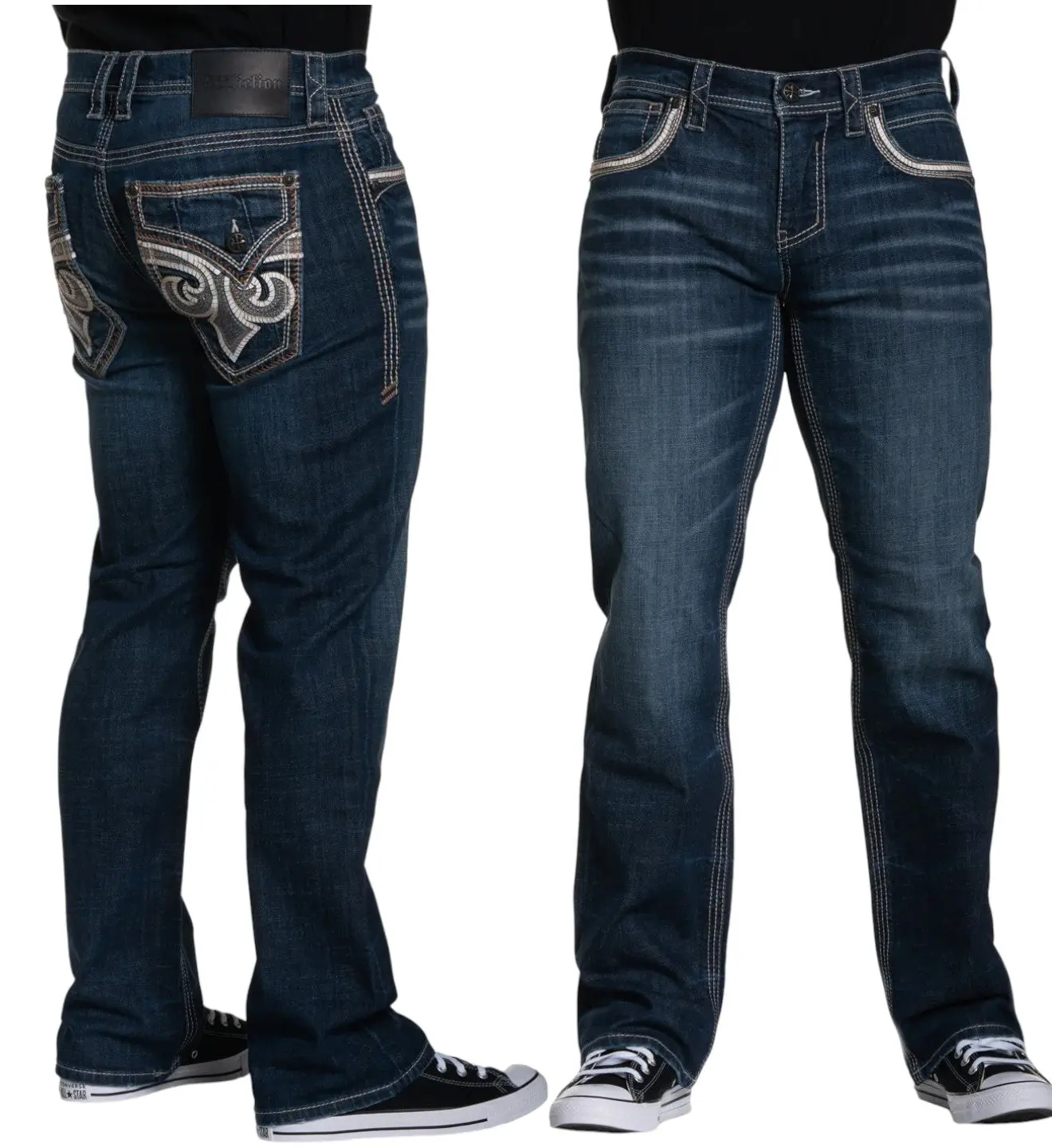 Affliction Blake Men's Loose-Fitting Relaxed Straight Denim Jeans, Casual Plain Cotton Blend in Alder Wash - 34" Inseam, Menswear, Blake Alder, All Seasons, Baggy Denim Men's Jeans