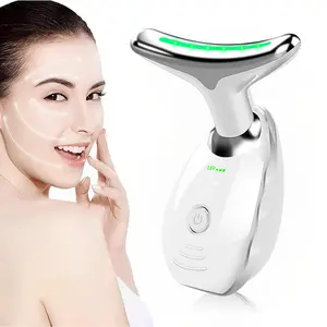 Light Skin Massage Instrument Neck Beauty Device, Facial and Neck Massager, Multi-Color LED 7 Color Lights, Portable and Easy to Use