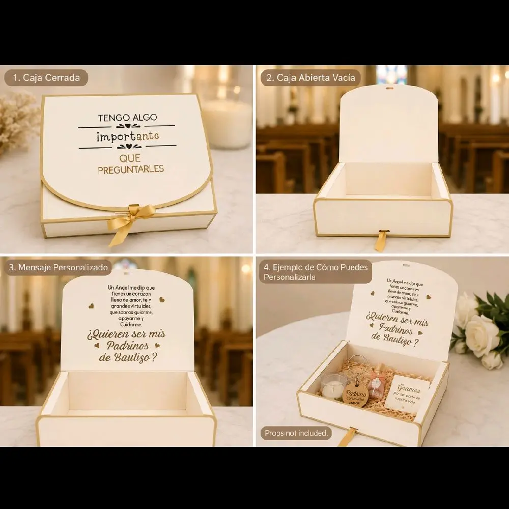 Personalized Godparent Proposal Gift Box with Custom Text - Custom Baptism Keepsake for Baby Baptism Party Supplies
