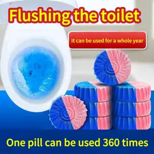 Automatic toilet cleaner tablets, portable toilet cleaner for home use, powerfully removes stubborn stains, long-lasting deodorization, and features a refreshing dual-color fragrance.