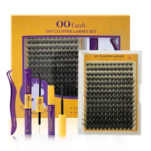 OQ Lash Fluff D Curl DIY Eyelash Extension Kit 168PCS Soft PBT Fibers Waterproof Long Lasting with Bond Seal Glue & Remover for Beginners Cosmetic