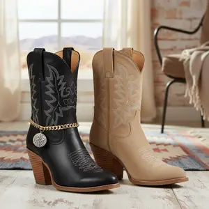 BC88 Women's Gold Metal Chain & Silver Rhinestone Disco Ball Anklet Set Western Cowgirl Boot Jewelry Adjustable 11"-15" Fashion Bling Charm Boot Chain Bracelet Set