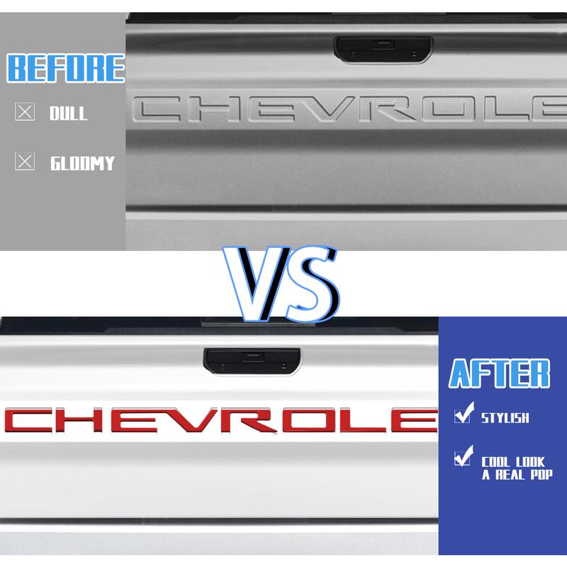 3D Tailgate Letters Insert Decals for Chevy Silverado(1500,2500) 2019 2020 2021 2022 2023 2024 2025, Made of Premium ABS Plastic, Strong 3M Adhesive, Weatherproof and Fade Resistant, American Truck Accessory