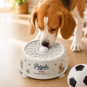 Petgrix Soccer Slow Feeder Dog Bowl, No-Spill Lick Bowl with Flat-Lock Ball Design, Strong Suction Base, Interactive Enrichment Feeder for Peanut Butter, Yogurt, Bone Broth & Wet Food