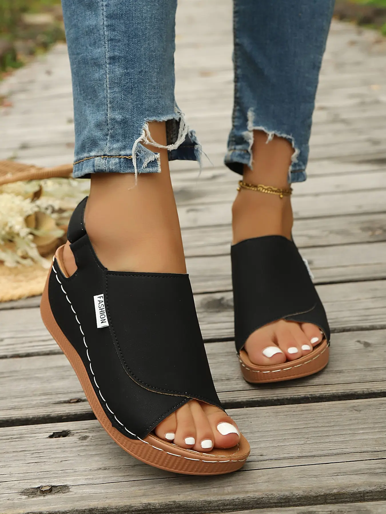 Fashion Wedge Heel Sandals, Women's Open Toe Platform Slingback Shoes, Perfect for Commute & Date, Casual Sandal, Elegant Classy Sandals, Elegant Fashionable Sandals, Elegant Minimalist Sandals