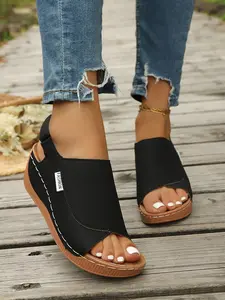 Fashion Wedge Heel Sandals, Women's Open Toe Platform Slingback Shoes, Perfect for Commute & Date, Casual Sandal