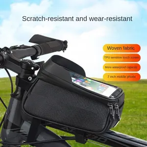 Bicycle front beam bag, waterproof mountain bike front bag, mobile phone storage, cycling hanging bag, road bike upper tube saddle bag, waterproof multifunctional storage bag, sports cycling mobile phone bag