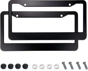 Matte Black License Plate Frames - Airxwills License Plate Covers, 2 Packs Universal Aluminum Tag Frame for License Plate for Front and Rear Car Tag