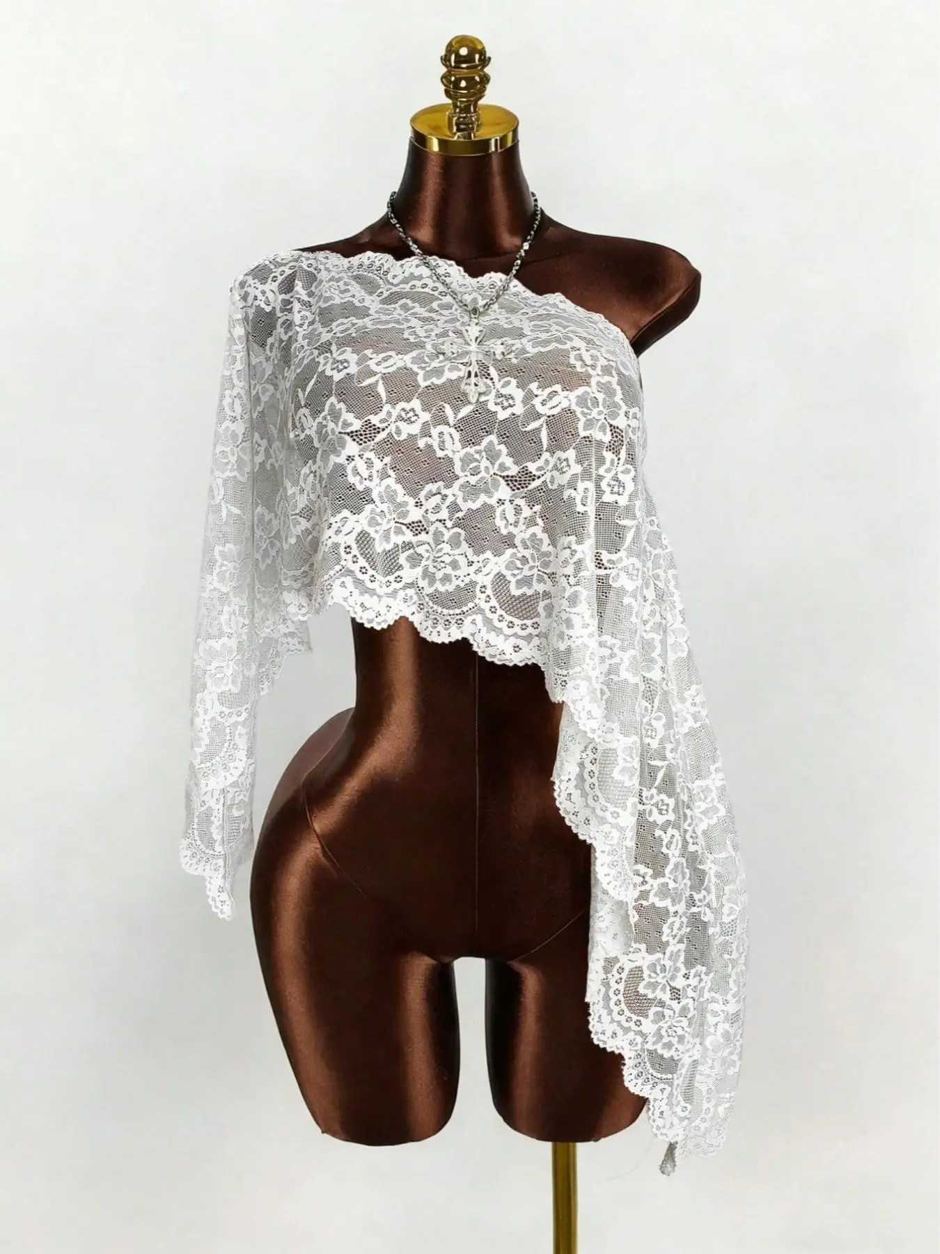 Women's Fashionable Summer Vacation Lace Fabric Loose Fit Half-Transparent Design Scarf, Fashion Shawl, Beachwear, Evening, Travel Wear