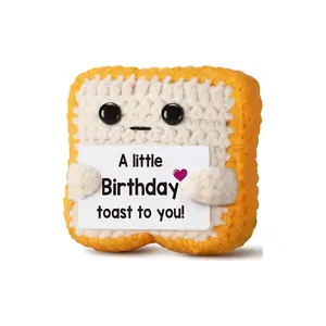 A little Birthday Toast to you - Crochet Toast Happy Birthday Gifts Card, Fathers Day Dad Gifts for Mom Women Men Her Him Sister Best Friend Girls Boys Funny Handmade Knitted Emotional Positive Toast Handmade Crochet Figure