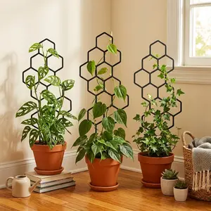 2-Piece 14.96x5.91-inch honeycomb plant climbing bracket, rust-proof design, suitable for potted vines and flowers, space-saving indoor and outdoor garden support frame