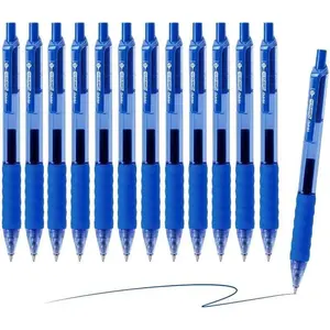 Gel Pens Blue Ink, 0.7mm Medium Point, Smooth Writing Retractable Pens, Quick Dry Gel Ink with Comfort Grip, No Smear, 12 Pack for Office, School, Home
