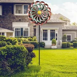 360° Wind Spinners Outdoor, Wind Sculptures Windmill with Metal Stake, Kinetic Large Metal Yard Art Decor Spinners Pinwheels for Garden Outside Patio Lawn, 78 * 19.5"
