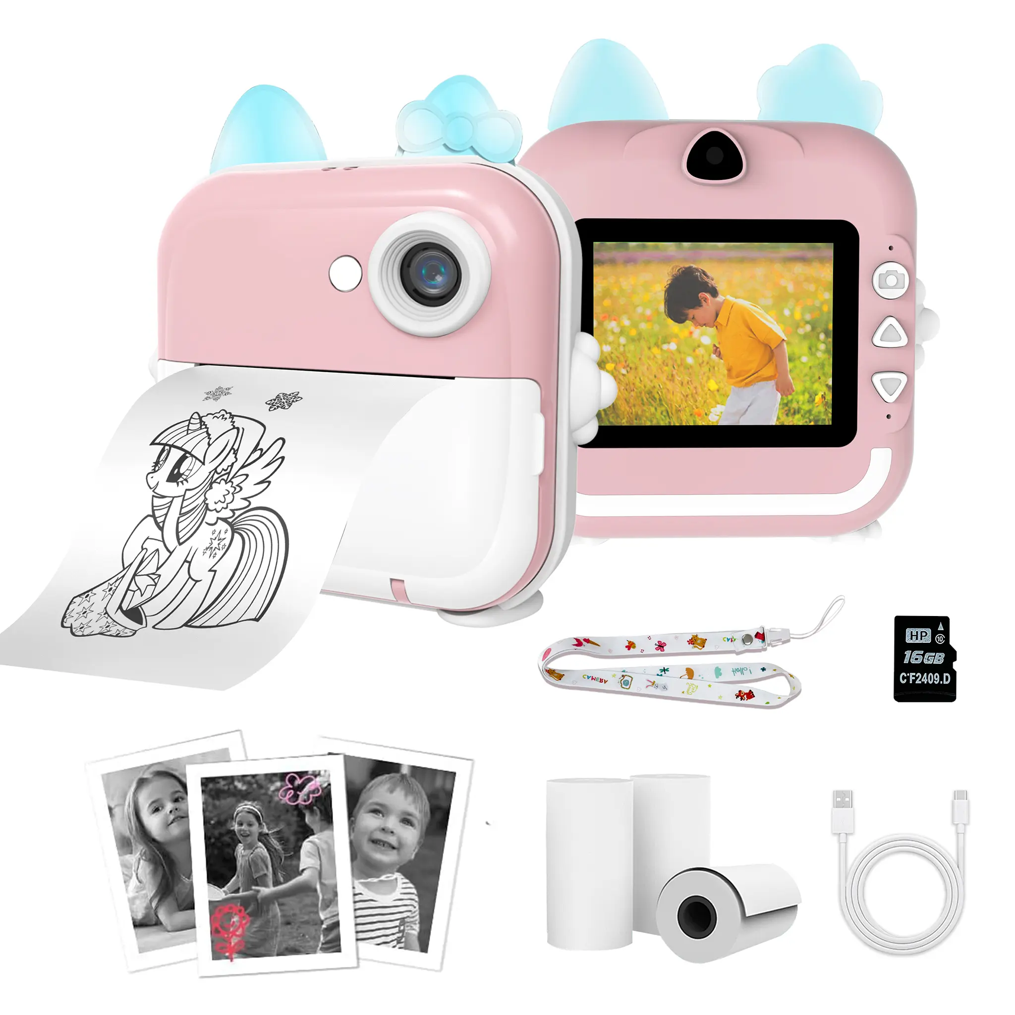 AI Smart Instant Print Camera, Rechargeable Digital Printer with Object Recognition, Photo Retouching & Voice Companion, Built-in ChatGPT, 16G TF Card, 3 Rolls Paper and Type-C Cable, Holiday Gift