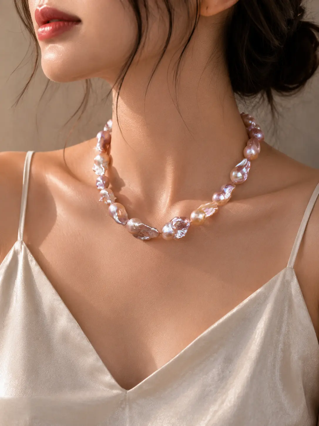 Handmade Real Freshwater Baroque Pearl Necklace, Natural Irregular Freshwater Pearls, Elegant Luxury Style High-Quality Jewelry, Perfect for Daily Wear or Special Occasions