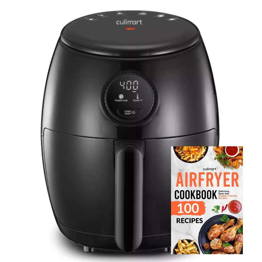 Culimart Digital 2.1-Qt Electric Air Fryer with Programmable Controls, 1000W, Plus QR Cookbook