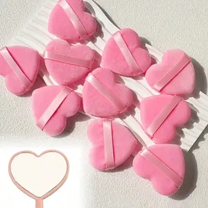 Heart Loose Powder Puff with Mirror, Dual-Sided Fluffy Makeup Sponge, Soft Texture, Suitable for All Skin Types, Beauty Puff, Compact Mirror