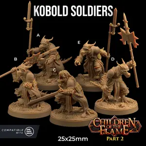 Kobold Soldiers Sword Halberd Axe | The Dragon Trappers Lodge | 32mm Scale | Miniature TTRPG Mini DnD Dungeons Dragons Wargame