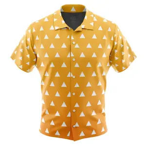 Zenitsu Agatsuma Demon Slayer Button Up Hawaiian Shirt | Cool Summer Ape Anime Vibes for Men & Fans for adults and children