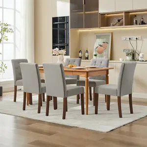 Upholstered Dining Chairs Set of 2, Modern Fabric Kitchen Side Chairs with Sturdy Wood Legs,Rubber Frame,Sleek Parsons Design, Comfortable Soft Linen for Dining Room, Restaurant, Cafe