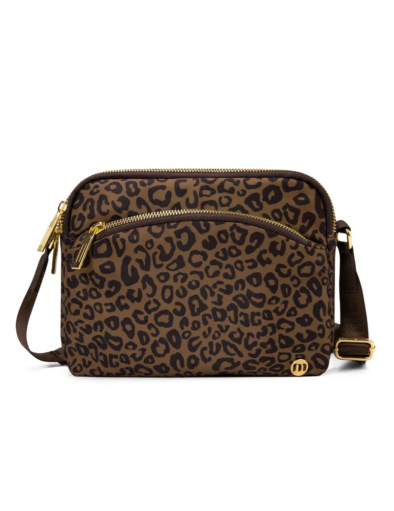 Women's Leopard Print Corduroy Crossbody Bag, Large Capacity