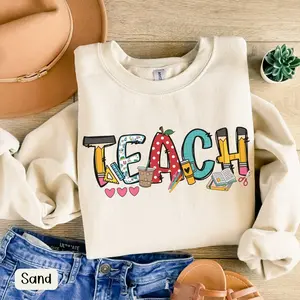 Teach Sweatshirt, Teacher Clothes, Educator Gift, Coworker Gift, Work Bestie Gift, School Sweatshirt, Back To School, Teacher Life, New Teacher Gifts, Teacher Appreciation Gift, Gift For Teacher, Elementary Teacher, Books Lover Gift, Kindergarten Teacher