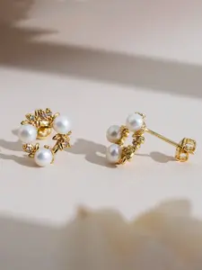 Freshwater Pearl Earrings 3-4mm, Irregular Shape with Pearl Growth Texture, Elegant Jewelry for Women